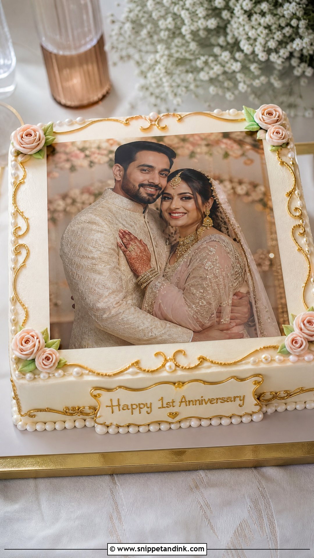 1st Anniversary Photo Cake - Snippet and Ink - 25 1st Wedding Anniversary Cake Ideas