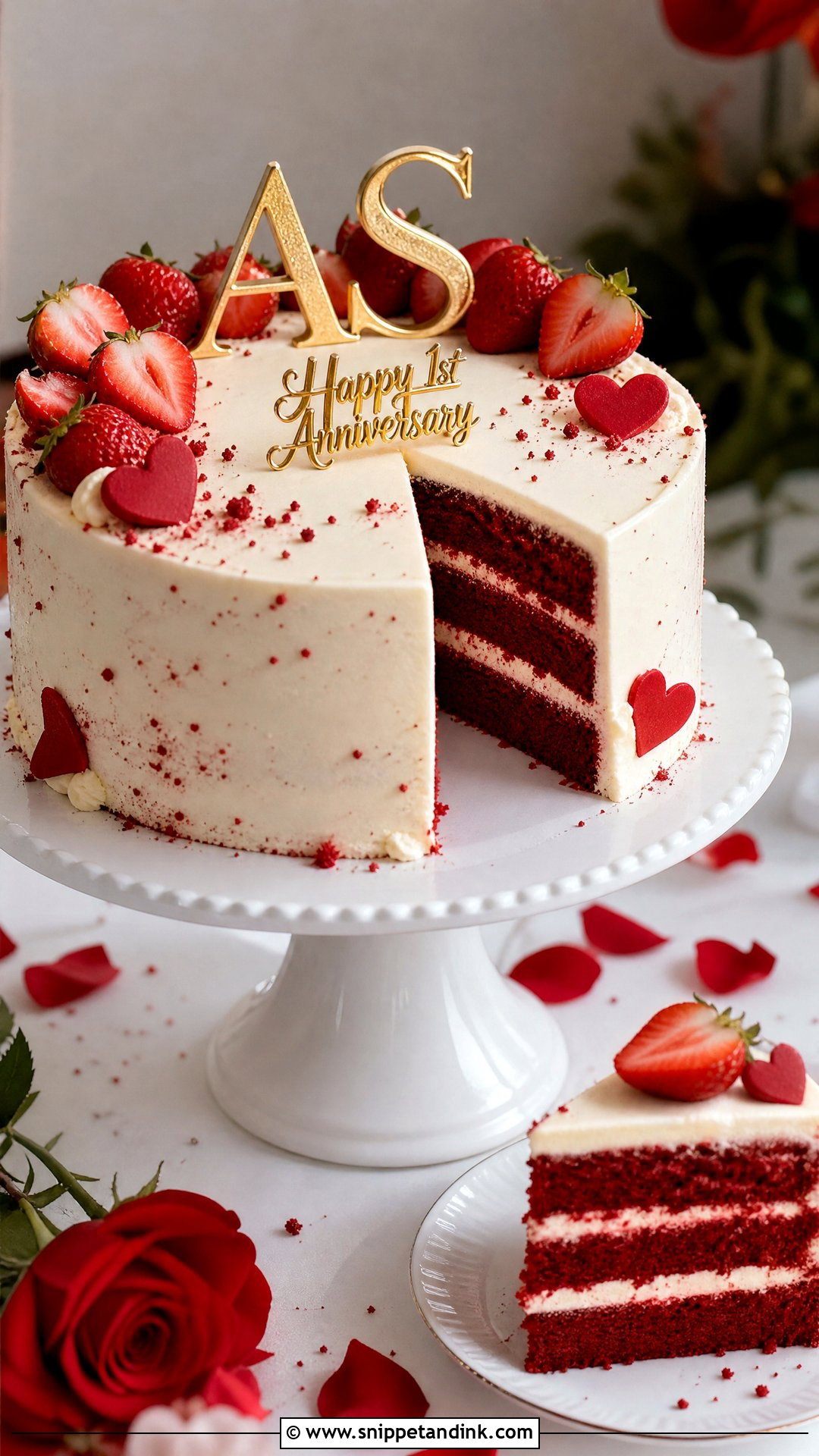 1st Anniversary Red Velvet Cake - Snippet and Ink - 25 1st Wedding Anniversary Cake Designs