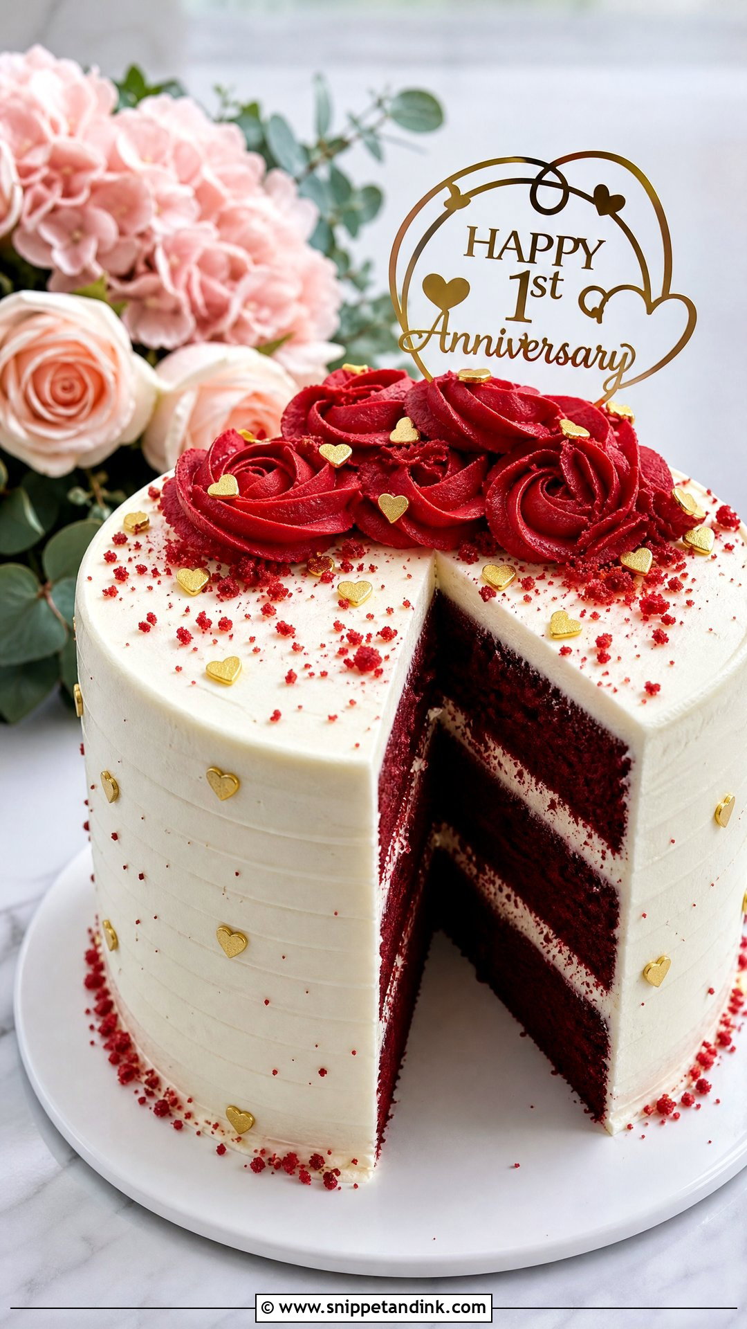 1st Anniversary Red Velvet Cake - Snippet and Ink - 25 1st Wedding Anniversary Cake Ideas