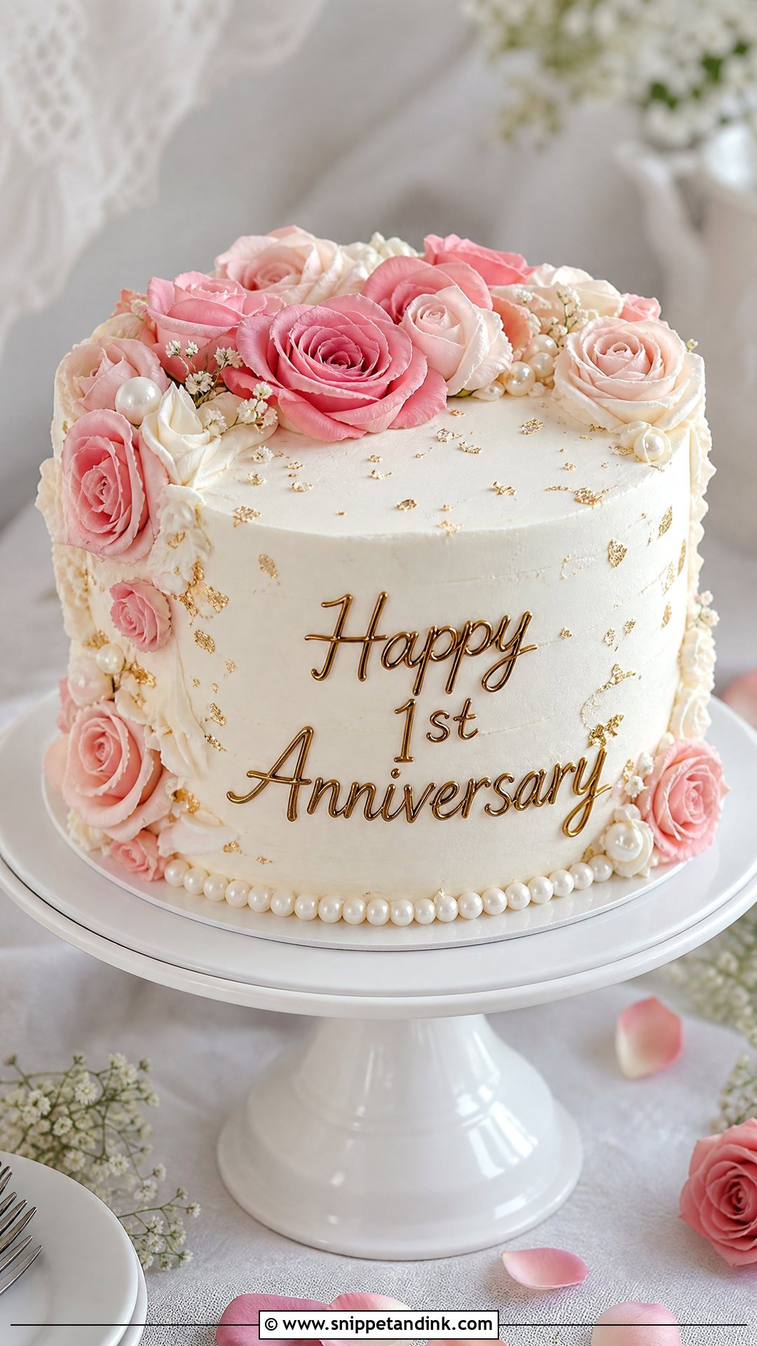 1st Anniversary Rose Cake - Snippet and Ink - 25 1st Wedding Anniversary Cake Designs