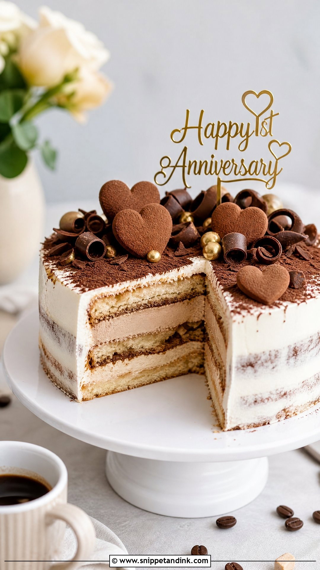 1st Anniversary Tiramisu Cake - Snippet and Ink - 30 1st Anniversary Cake Ideas
