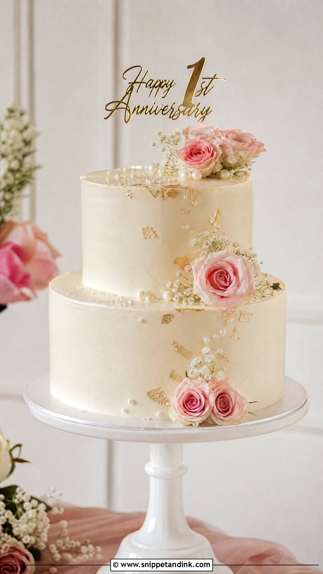 1st Anniversary Two Tier Cake - Snippet and Ink - 30 1st Anniversary Cake Ideas
