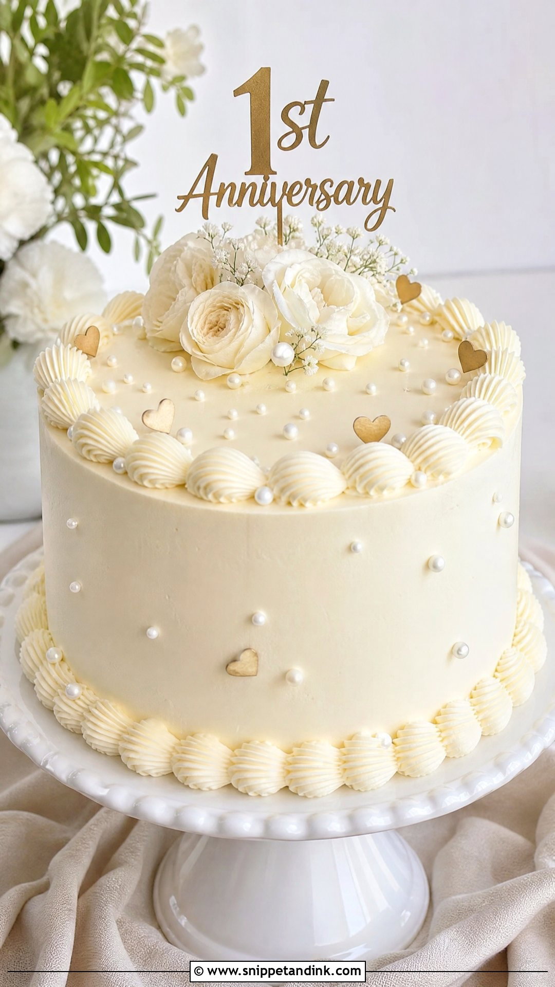 1st Anniversary Vanilla Buttercream Cake - Snippet and Ink - 30 1st Anniversary Cake Ideas