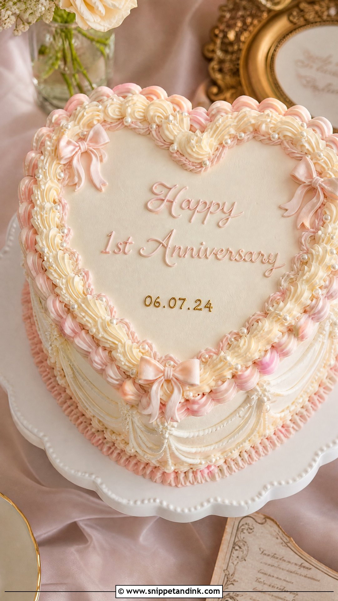 1st Anniversary Vintage Cake - Snippet and Ink - 25 1st Wedding Anniversary Cake Ideas