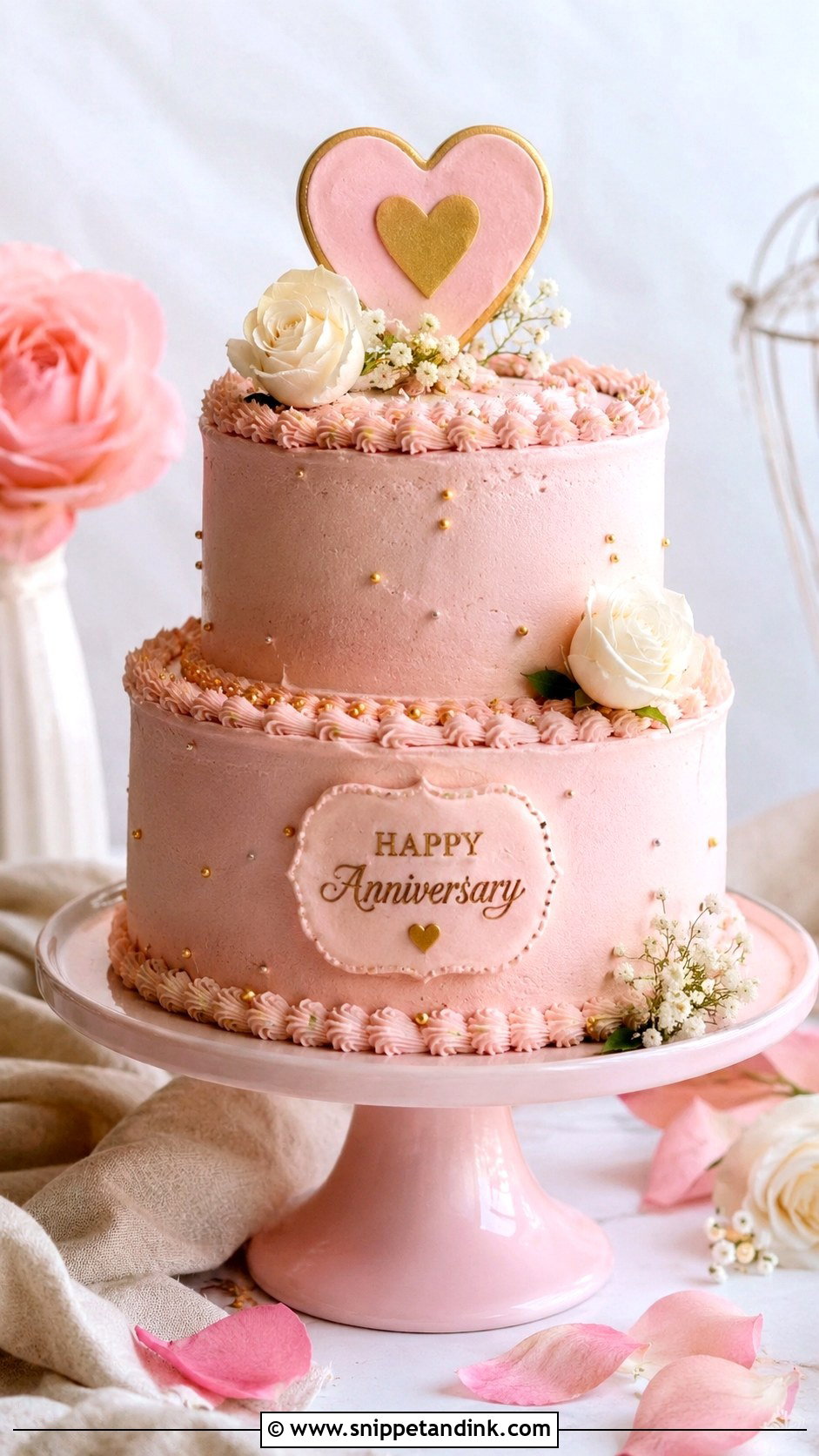 2 Tier Anniversary Cake With Blush Pink - Snippet and Ink - 20 2 Tier Anniversary Cake Ideas
