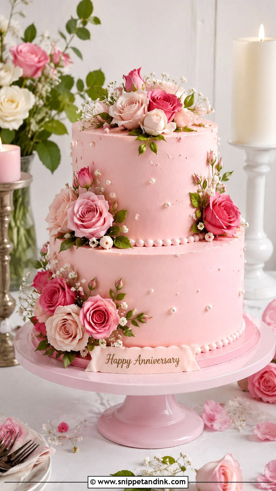 2 Tier Anniversary Cake With Buttercream Roses - Snippet and Ink - 20 2 Tier Anniversary Cake Ideas