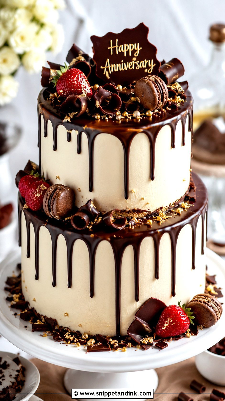 2 Tier Anniversary Cake With Chocolate Drip - Snippet and Ink - 20 2 Tier Anniversary Cake Ideas