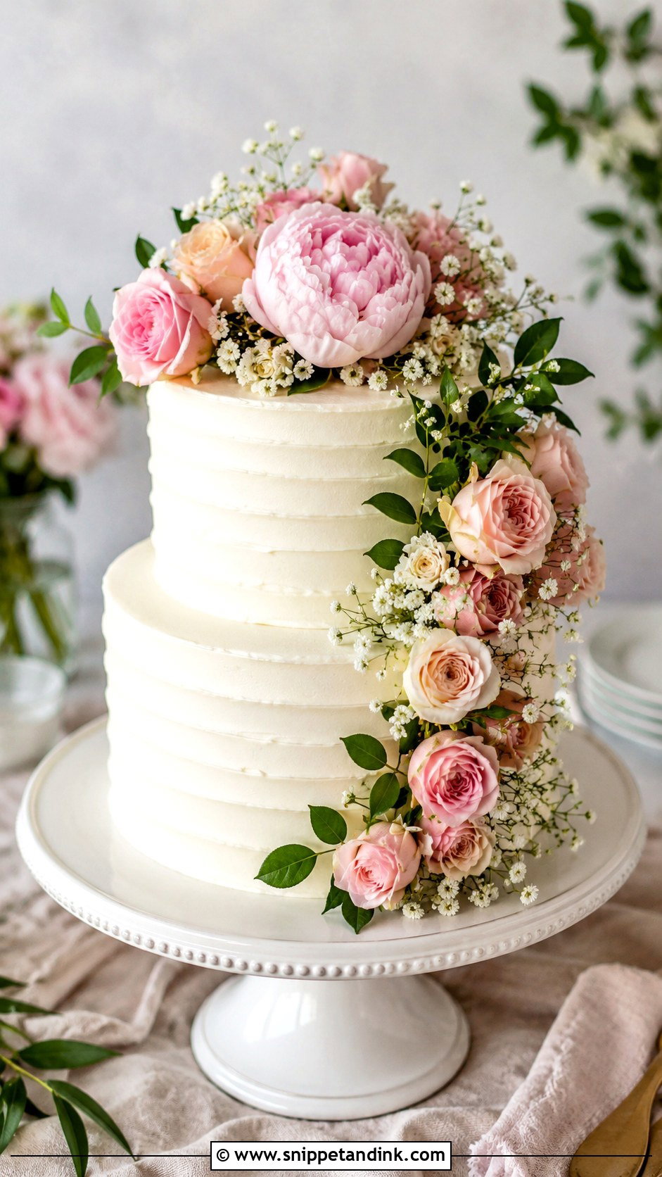 2 Tier Anniversary Cake With Fresh Flowers - Snippet and Ink - 20 2 Tier Anniversary Cake Ideas