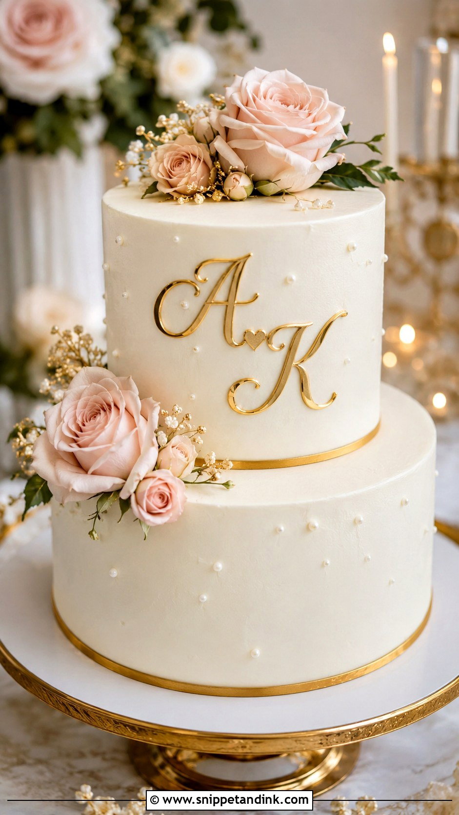 2 Tier Anniversary Cake With Initials - Snippet and Ink - 20 2 Tier Anniversary Cake Ideas