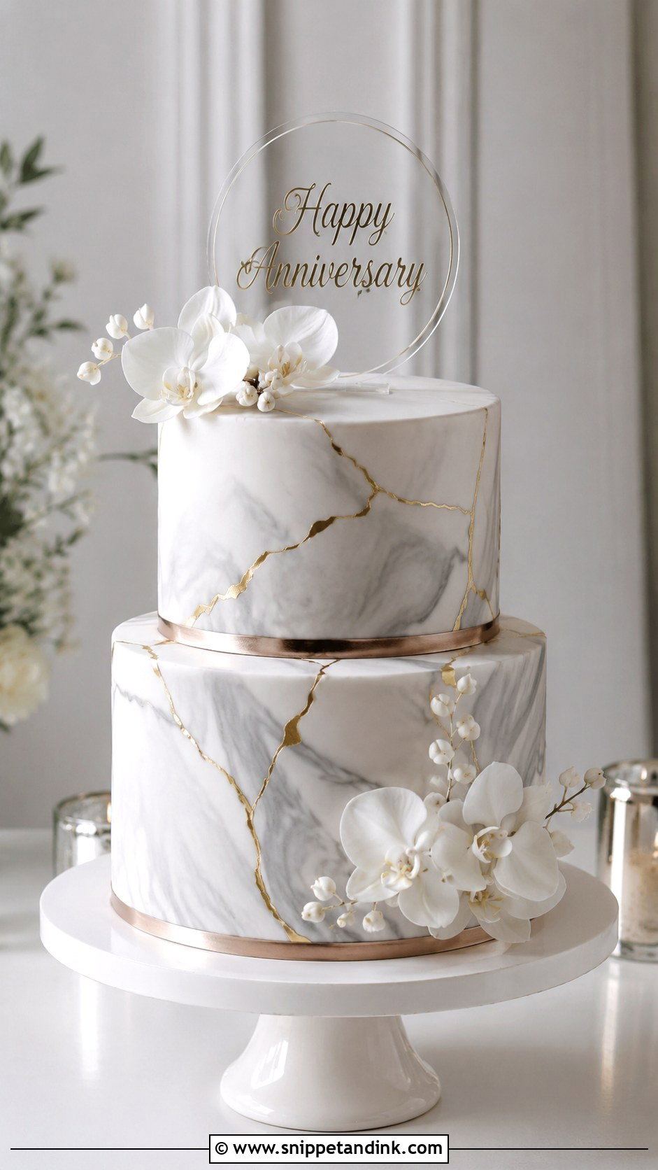 2 Tier Anniversary Cake With Marble Fondant - Snippet and Ink - 20 2 Tier Anniversary Cake Ideas