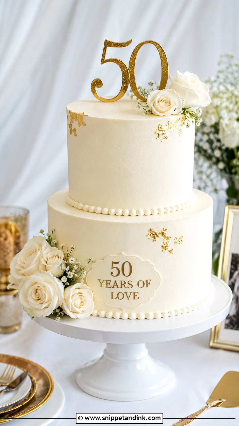 2 Tier Anniversary Cake With Number Topper - Snippet and Ink - 20 2 Tier Anniversary Cake Ideas