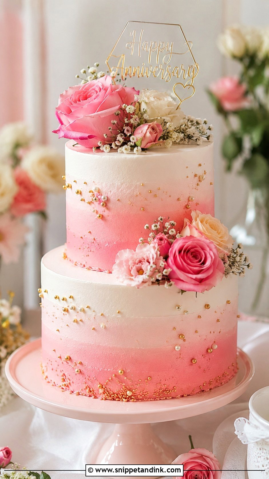 2 Tier Anniversary Cake With Ombre Frosting - Snippet and Ink - 20 2 Tier Anniversary Cake Ideas