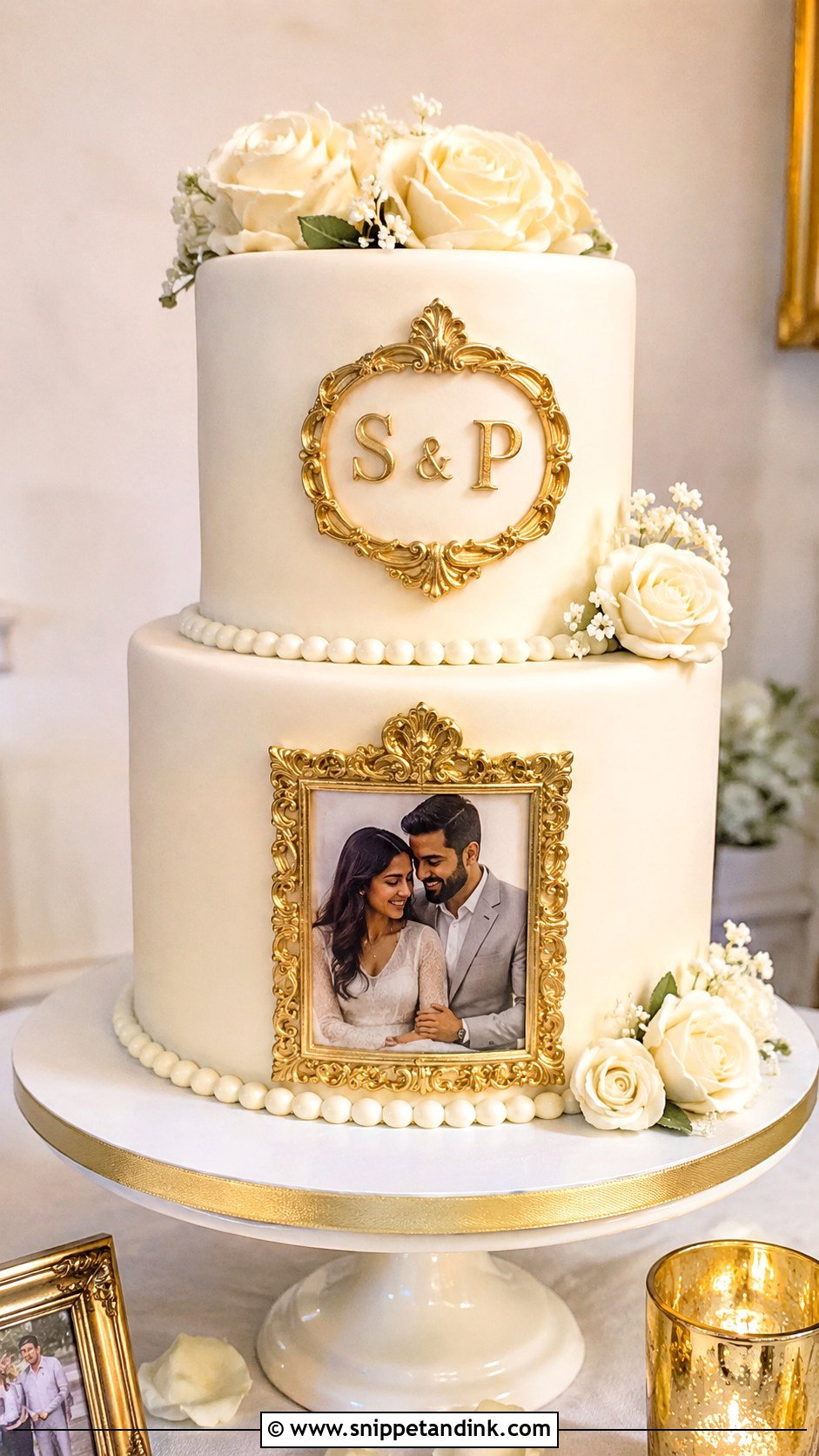 2 Tier Anniversary Cake With Photo Frame - Snippet and Ink - 20 2 Tier Anniversary Cake Ideas