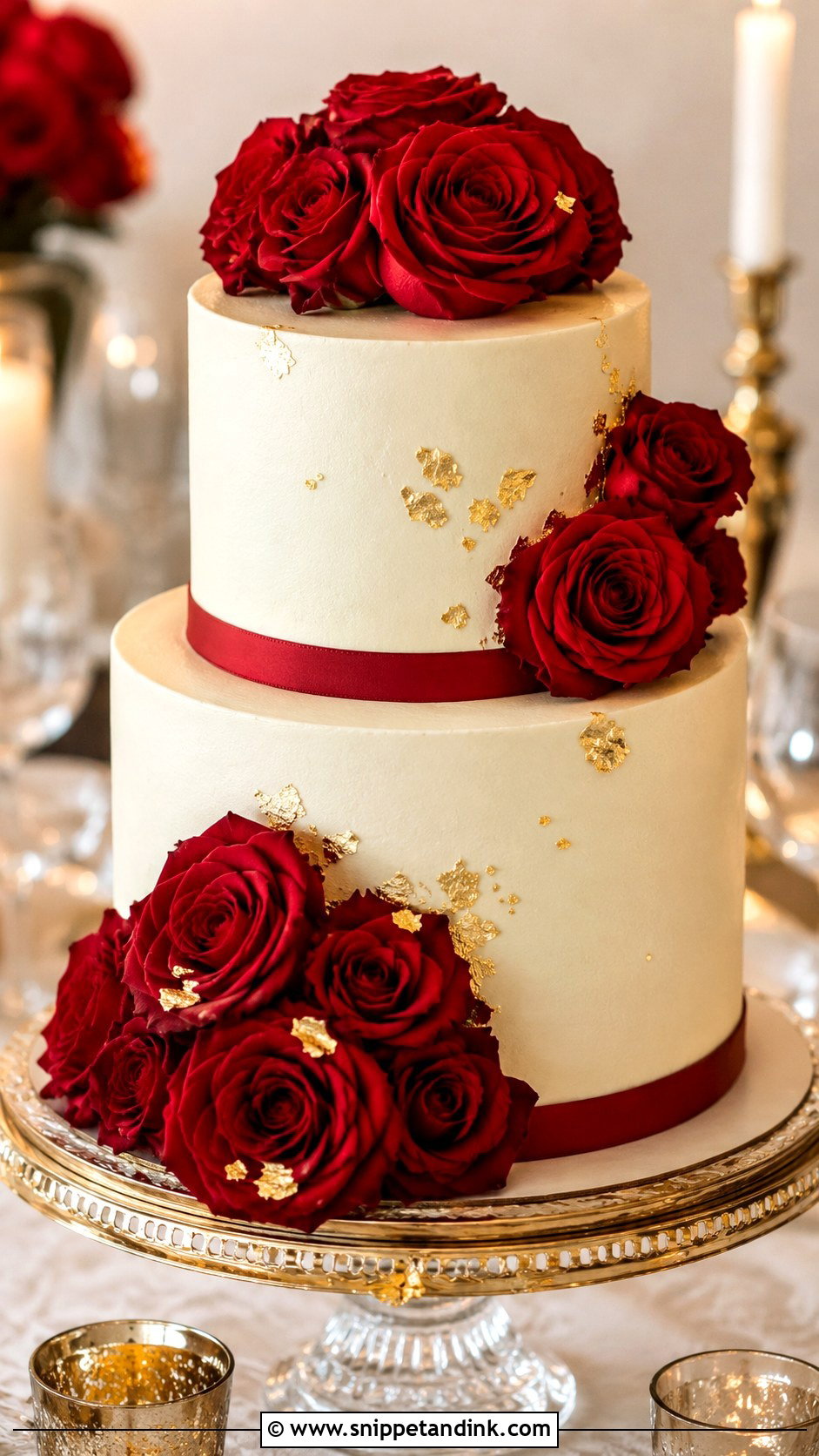 2 Tier Anniversary Cake With Red Roses - Snippet and Ink - 20 2 Tier Anniversary Cake Ideas