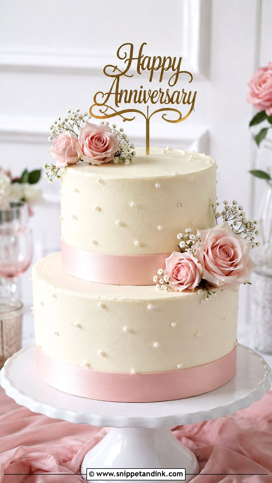 2 Tier Anniversary Cake With Ribbon Border - Snippet and Ink - 20 2 Tier Anniversary Cake Ideas