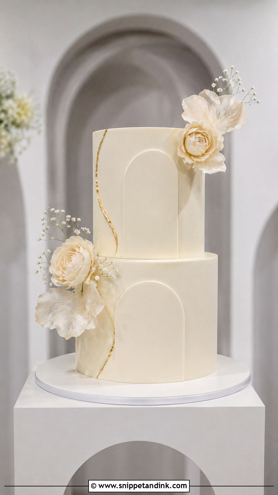 2 Tier Arch Wedding Cake - Snippet and Ink - 30 2 Tier Minimalist Wedding Cake Ideas