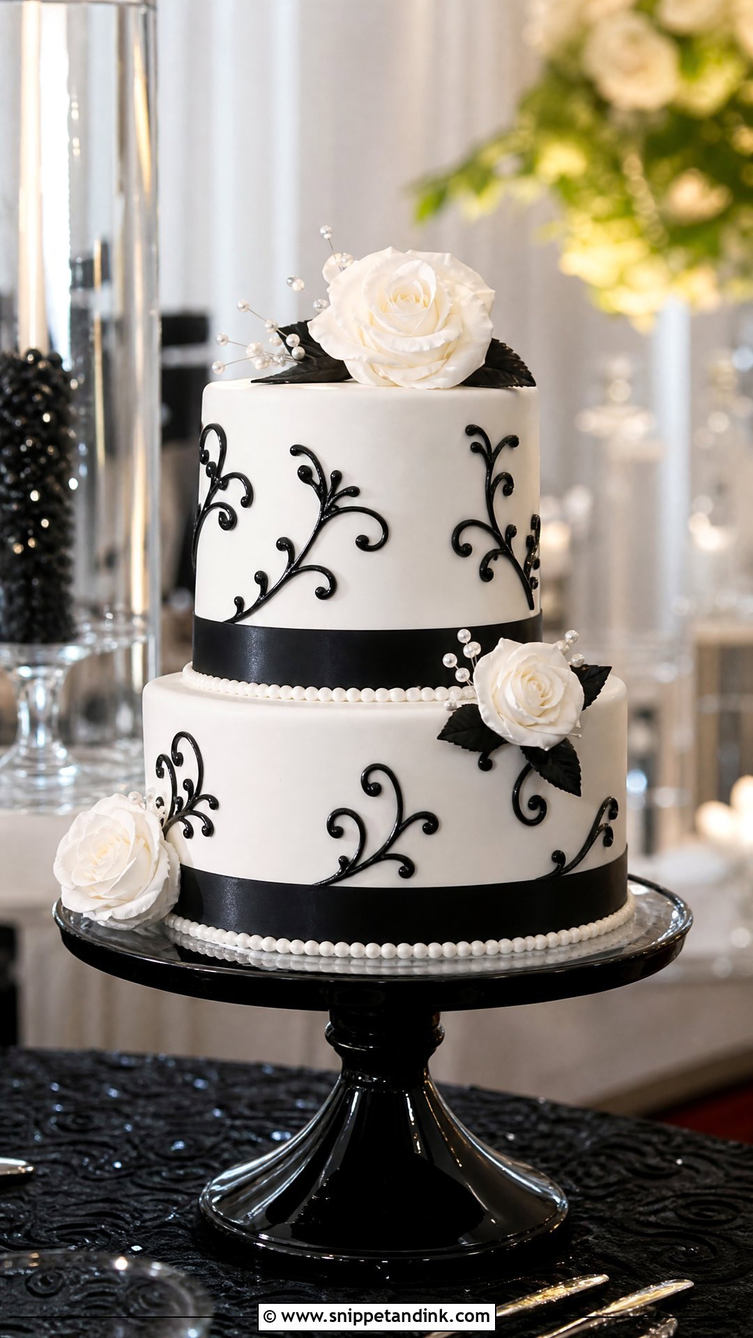 2 Tier Black And White Wedding Cake - Snippet and Ink - 30 2 Tier Cake Ideas for Wedding