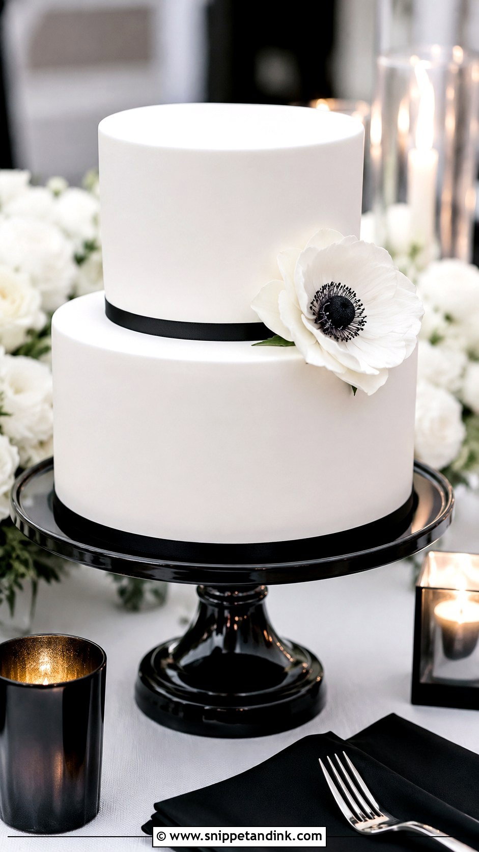 2 Tier Black And White Wedding Cake - Snippet and Ink - 30 2 Tier Minimalist Wedding Cake Ideas