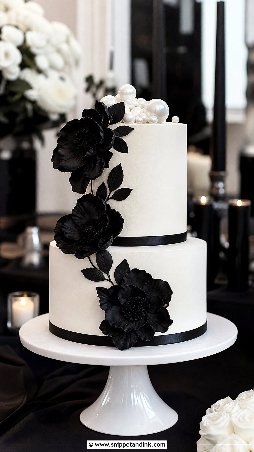 2 Tier Black And White Wedding Cake - Snippet and Ink - 25 2 Tier Wedding Cake Ideas