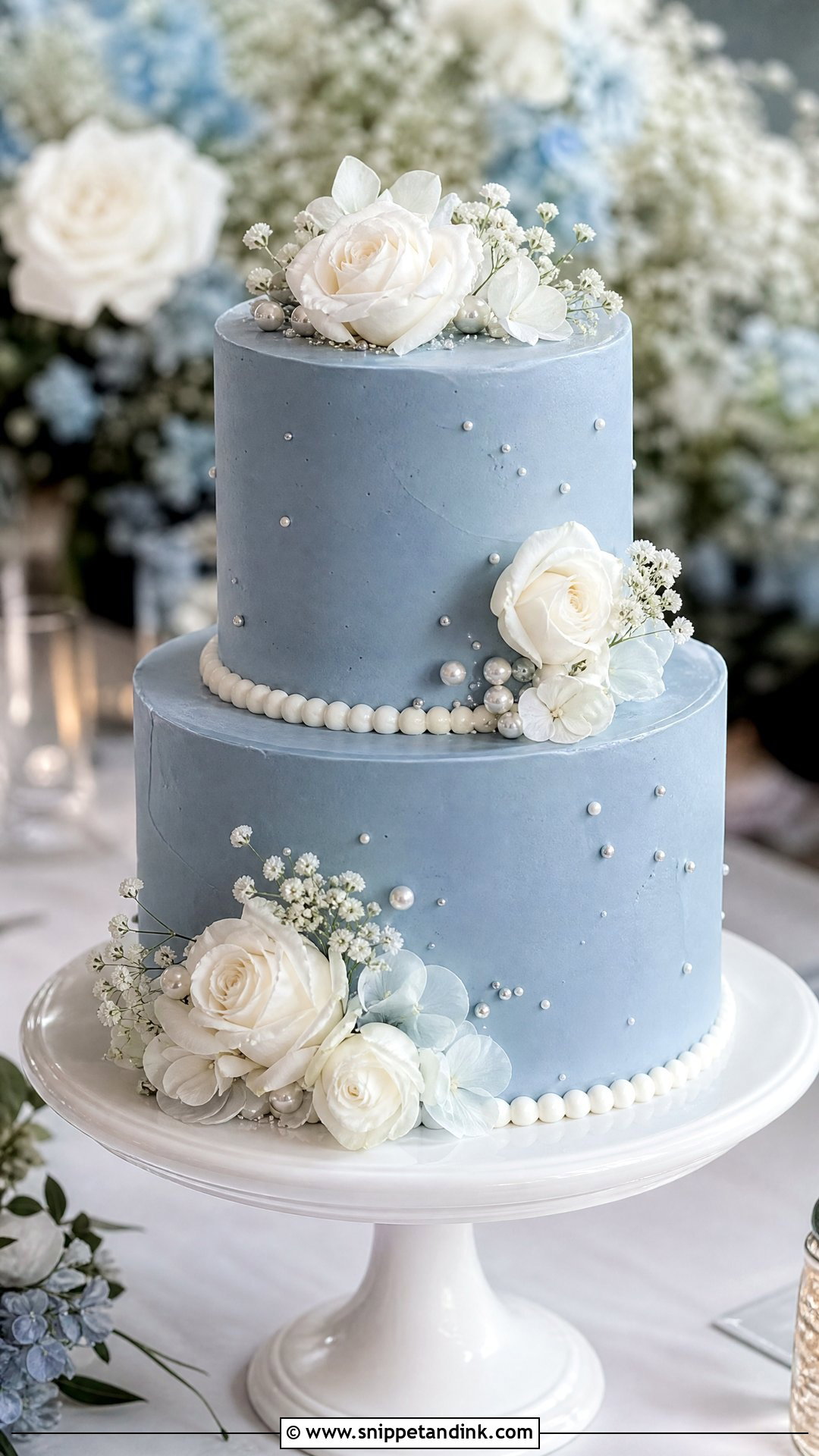2 Tier Blue Wedding Cake - Snippet and Ink - 30 2 Tier Cake Ideas for Wedding