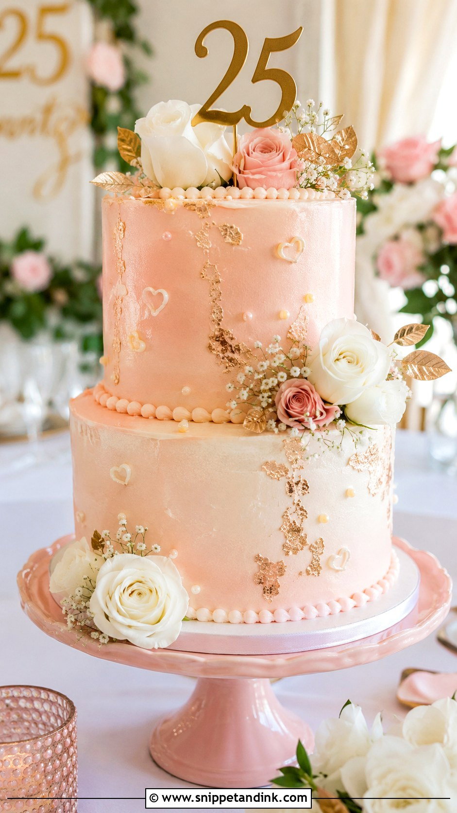 2 Tier Blush Anniversary Cake - Snippet and Ink - 20 2 Tier Anniversary Cake Designs