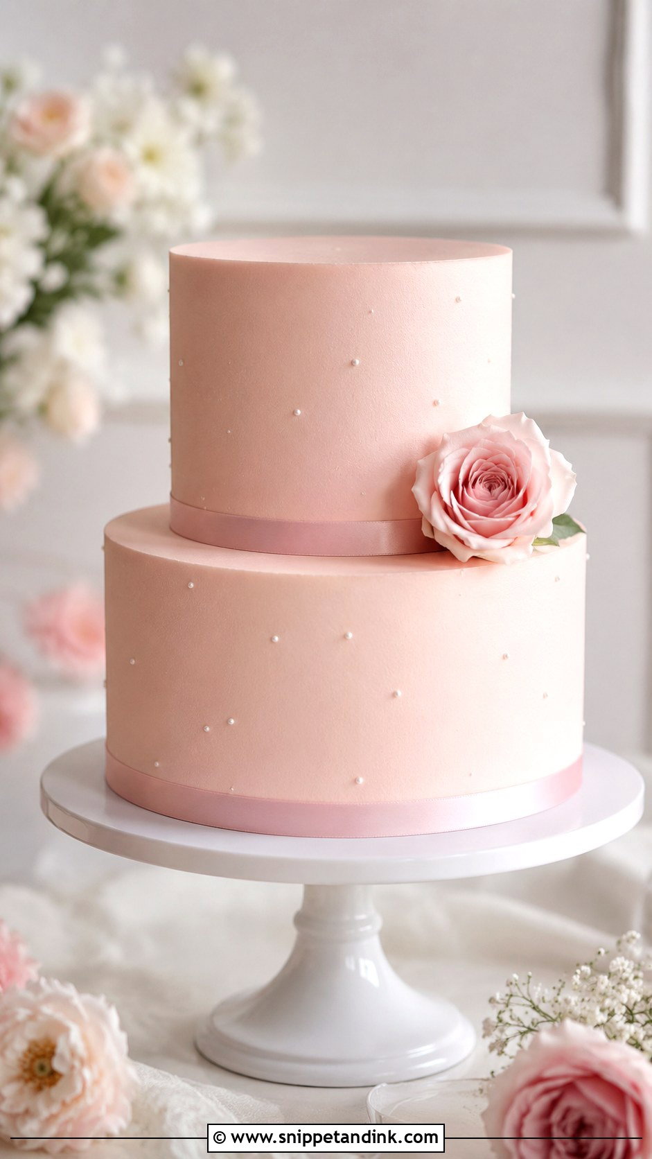2 Tier Blush Wedding Cake - Snippet and Ink - 30 2 Tier Minimalist Wedding Cake Ideas
