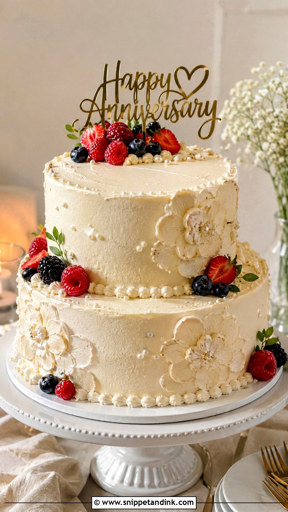 2 Tier Buttercream Anniversary Cake - Snippet and Ink - 20 2 Tier Anniversary Cake Designs