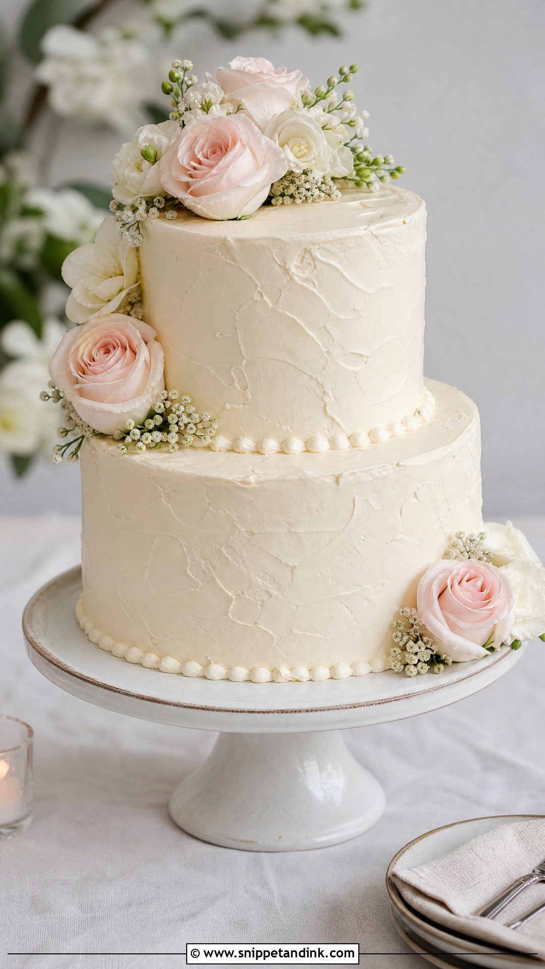 2 Tier Buttercream Wedding Cake - Snippet and Ink - 30 2 Tier Cake Ideas for Wedding