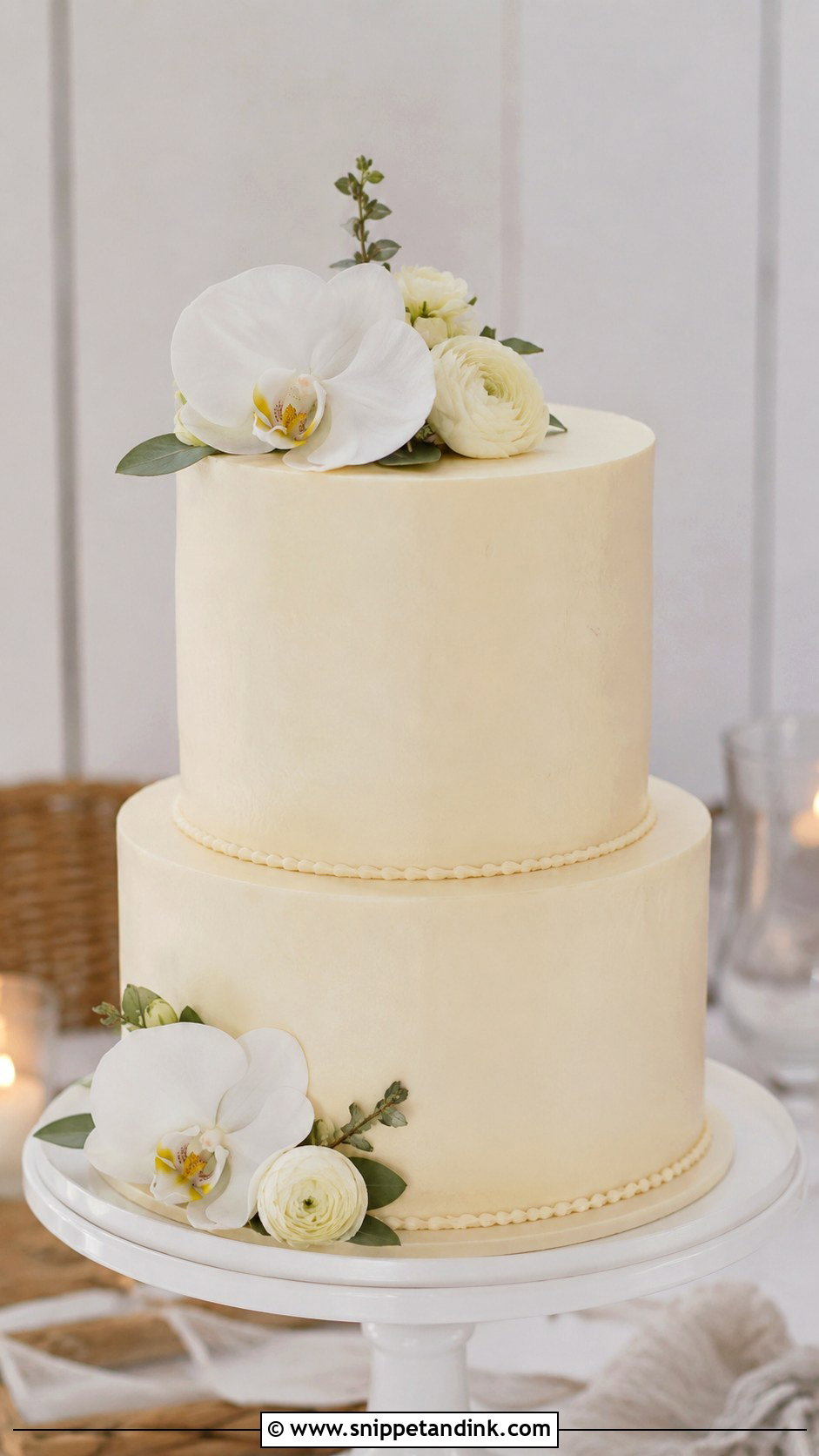 2 Tier Buttercream Wedding Cake With Minimal Flowers - Snippet and Ink - 20 2 Tier Buttercream Wedding Cake Ideas