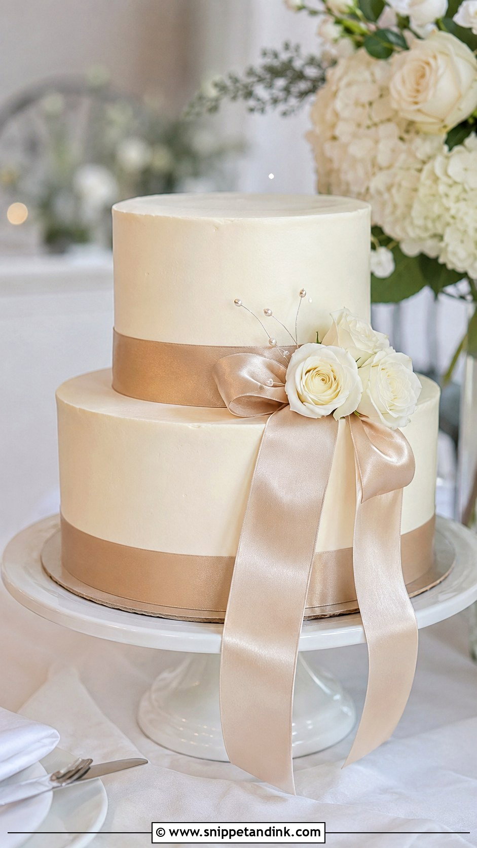 2 Tier Buttercream Wedding Cake With Ribbon - Snippet and Ink - 20 2 Tier Buttercream Wedding Cake Ideas