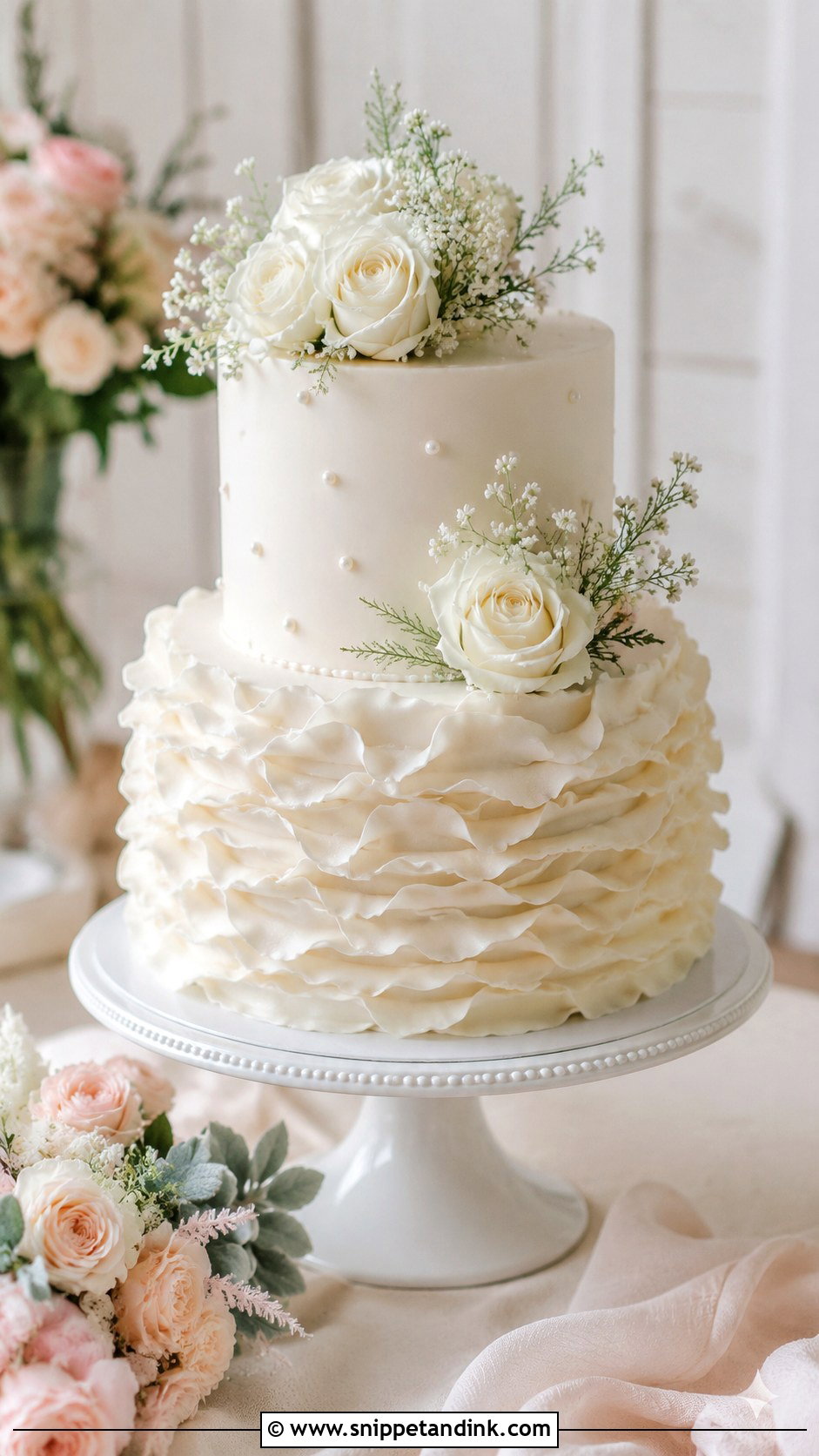 2 Tier Buttercream Wedding Cake With Ruffles - Snippet and Ink - 20 2 Tier Buttercream Wedding Cake Ideas