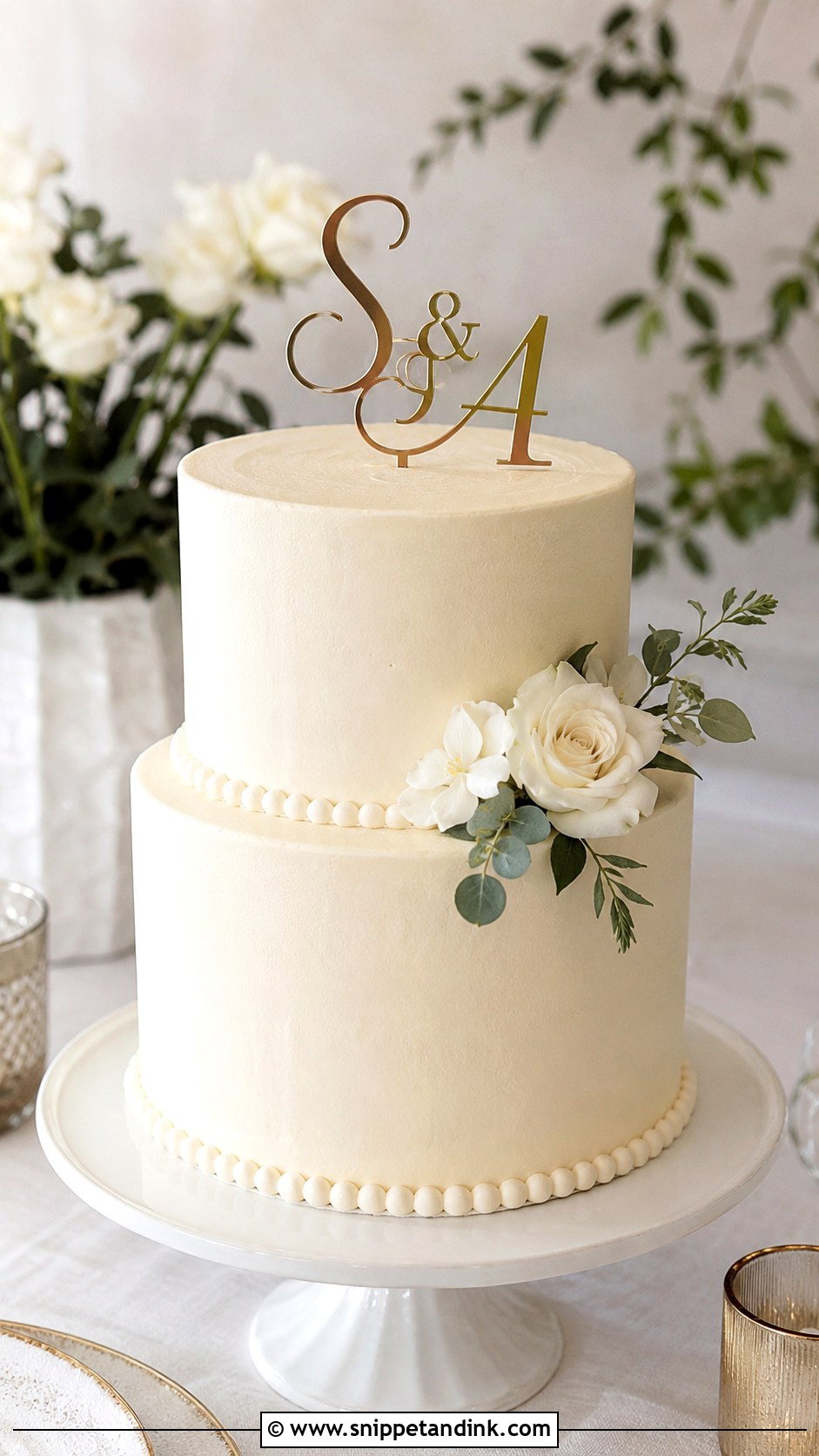 2 Tier Buttercream Wedding Cake With Small Topper - Snippet and Ink - 20 2 Tier Buttercream Wedding Cake Ideas