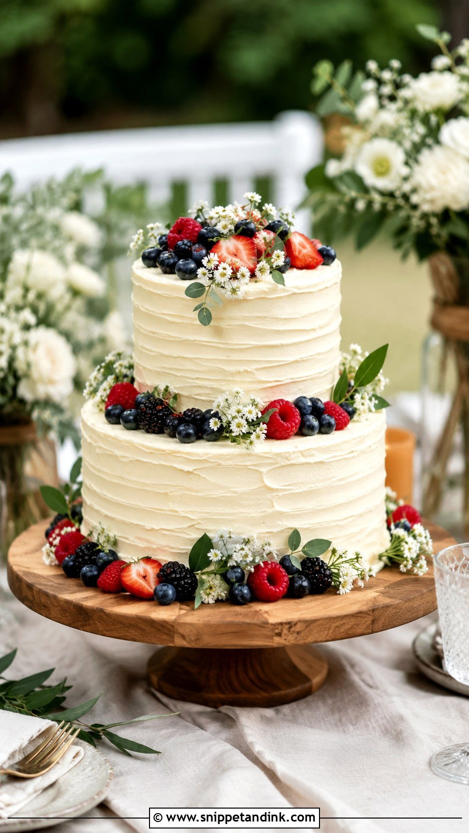2 Tier Buttercream Wedding Cake With Textured Frosting - Snippet and Ink - 20 2 Tier Buttercream Wedding Cake Ideas