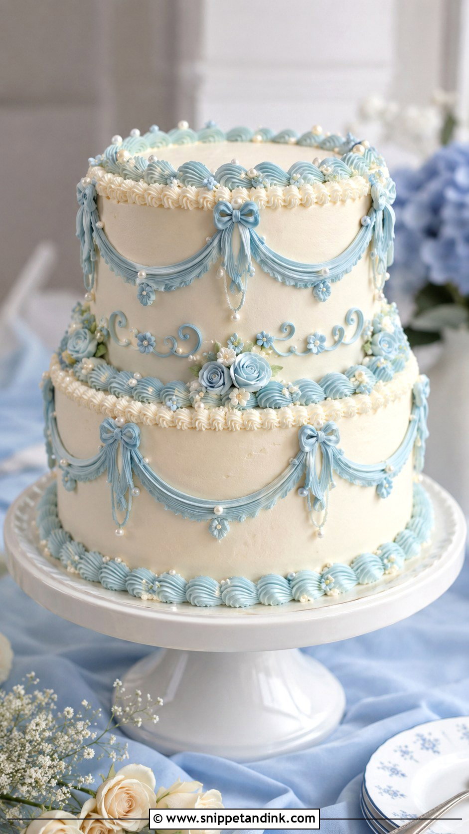 2 Tier Buttercream Wedding Cake With White Roses - Snippet and Ink - 20 2 Tier Buttercream Wedding Cake Ideas