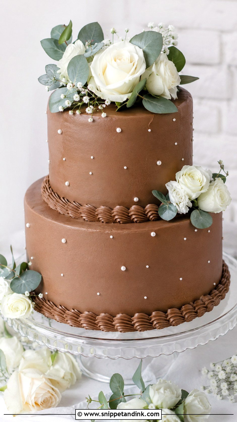 2 Tier Chocolate Buttercream Wedding Cake - Snippet and Ink - 20 2 Tier Chocolate Cake Decoration Ideas for Wedding