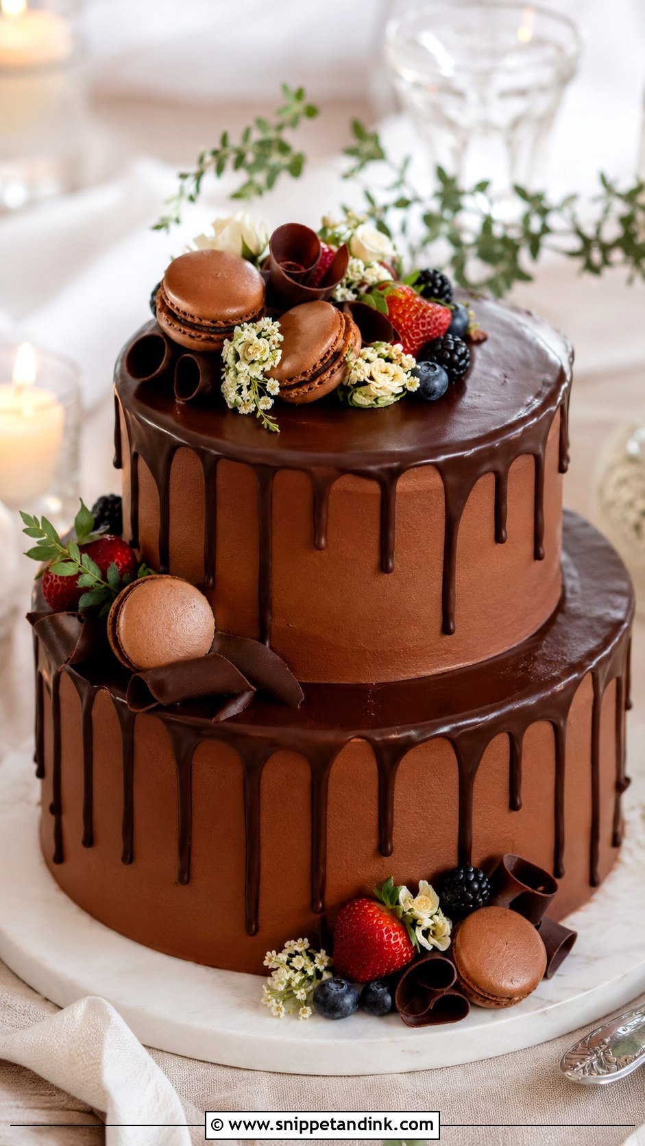 2 Tier Chocolate Drip Wedding Cake - Snippet and Ink - 20 2 Tier Chocolate Cake Decoration Ideas for Wedding
