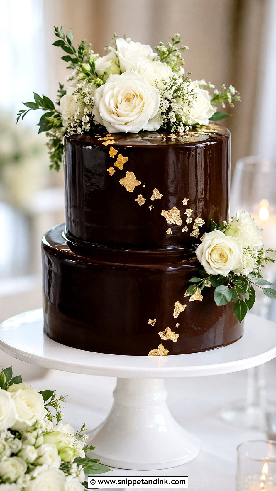 2 Tier Chocolate Ganache Wedding Cake - Snippet and Ink - 20 2 Tier Chocolate Cake Decoration Ideas for Wedding