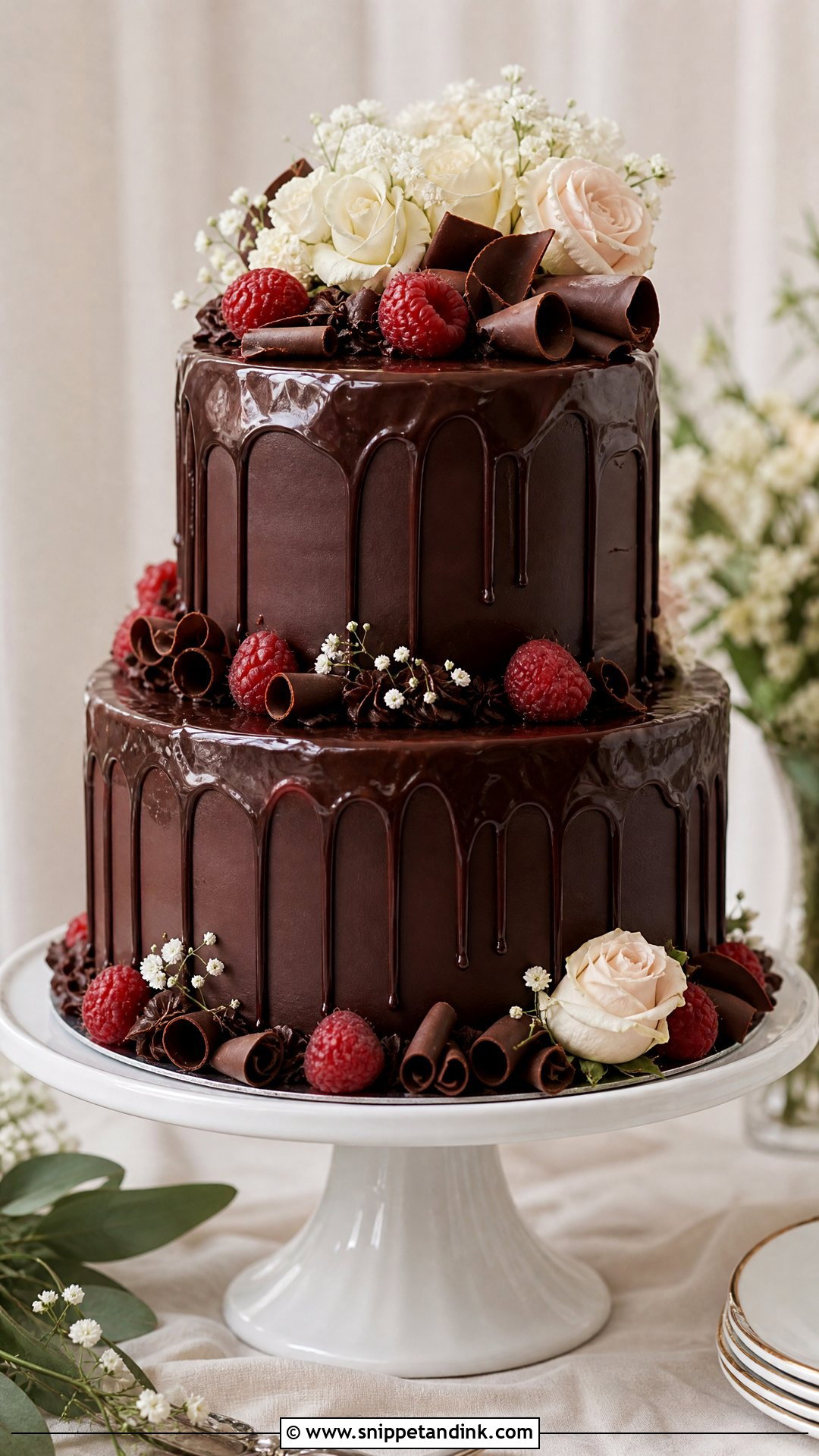 2 Tier Chocolate Wedding Cake - Snippet and Ink - 30 2 Tier Cake Ideas for Wedding