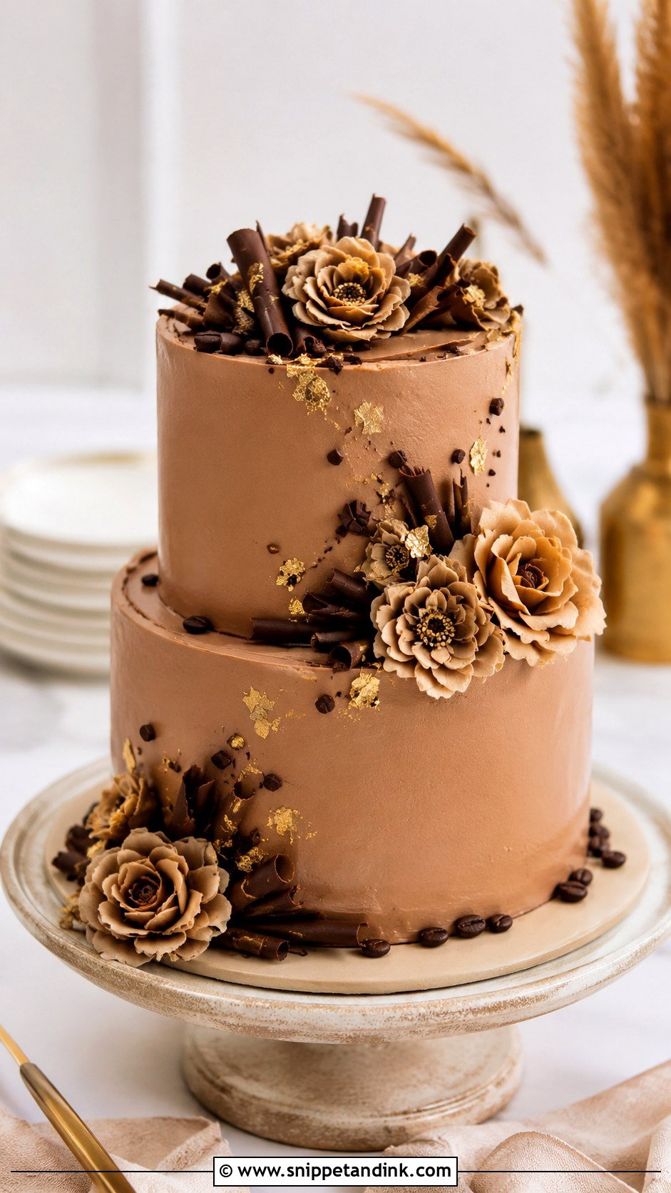 2 Tier Chocolate Wedding Cake With Mocha Frosting - Snippet and Ink - 20 2 Tier Chocolate Cake Decoration Ideas for Wedding