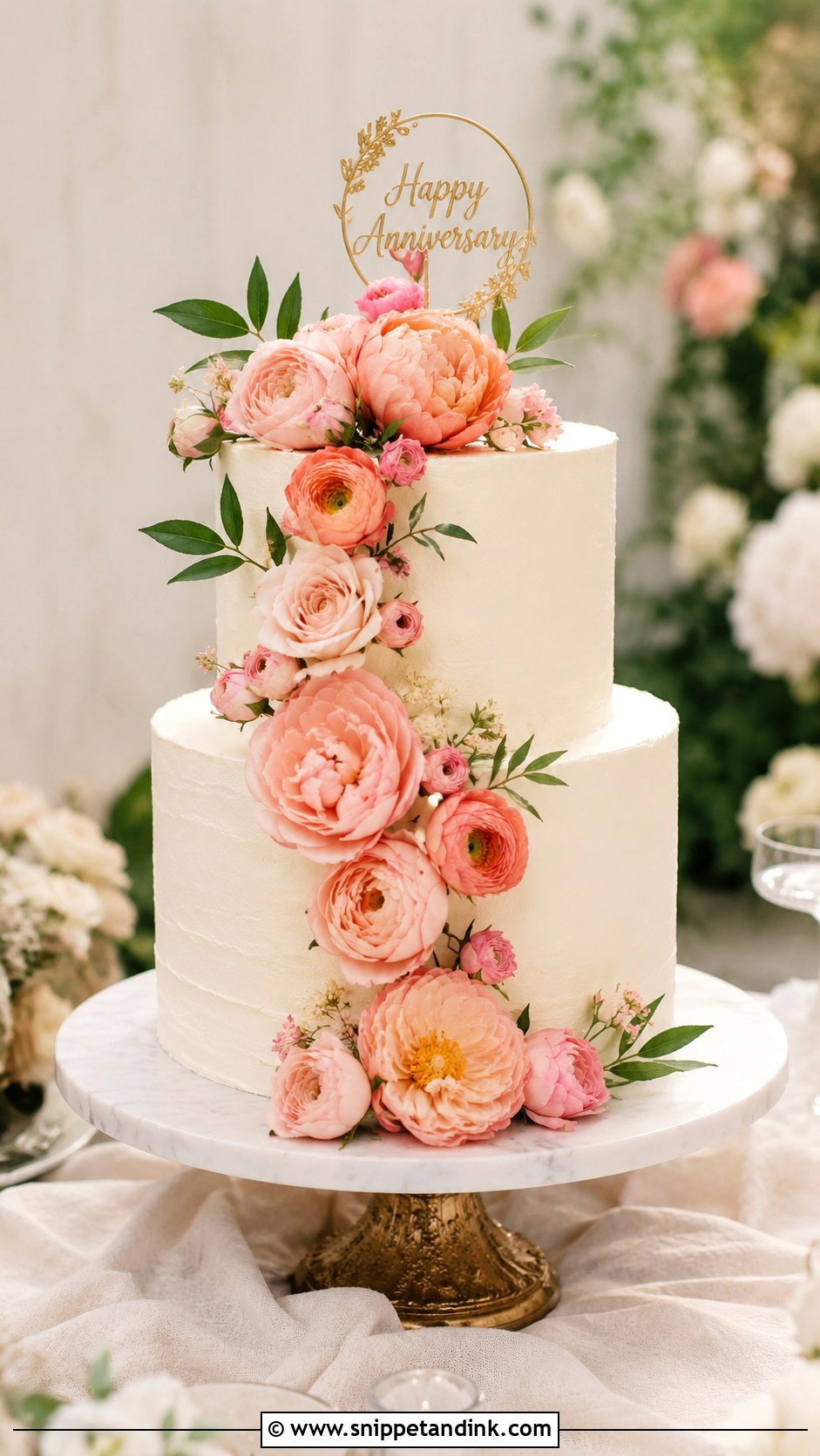 2 Tier Floral Anniversary Cake - Snippet and Ink - 20 2 Tier Anniversary Cake Designs