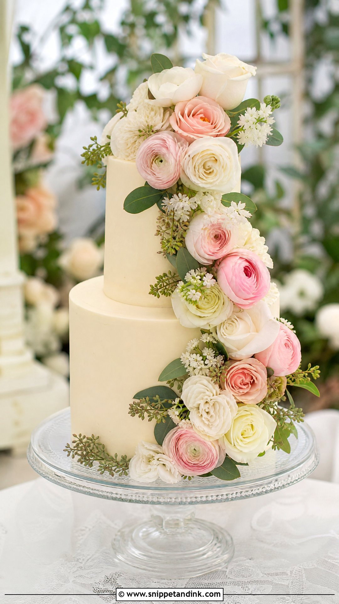 2 Tier Floral Wedding Cake - Snippet and Ink - 30 2 Tier Cake Ideas for Wedding
