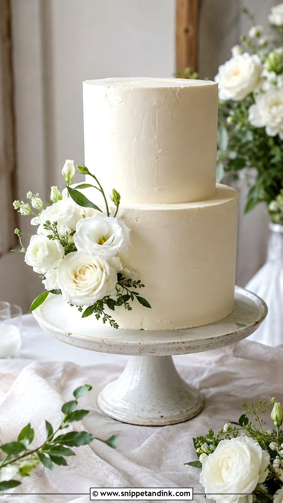 2 Tier Floral Wedding Cake - Snippet and Ink - 30 2 Tier Minimalist Wedding Cake Ideas