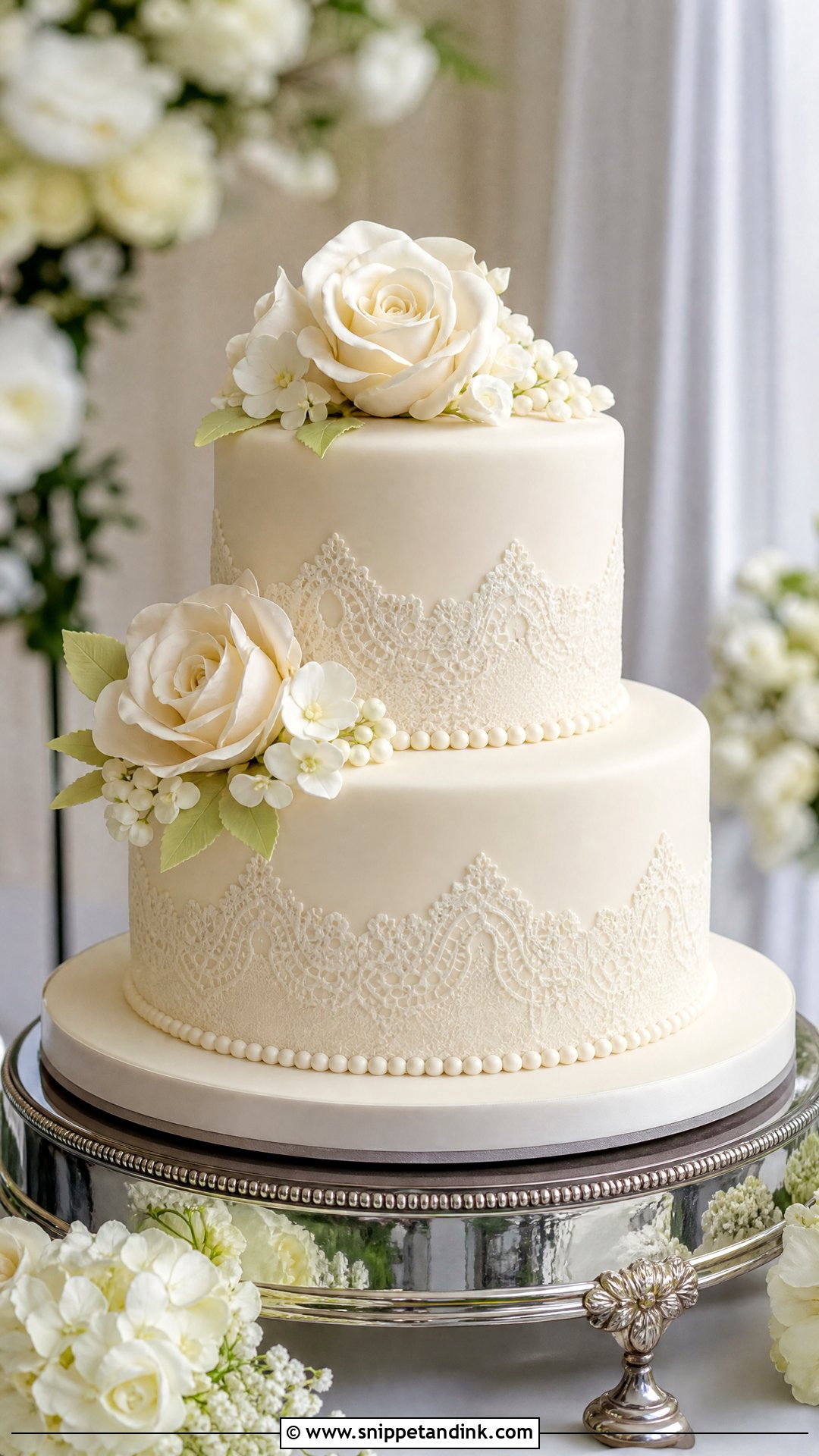 2 Tier Fondant Wedding Cake - Snippet and Ink - 30 2 Tier Cake Ideas for Wedding