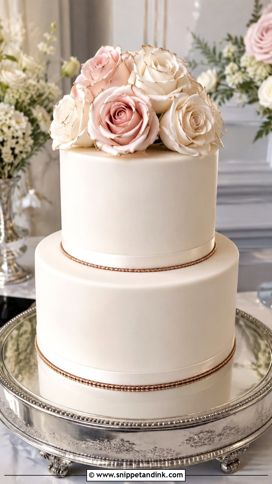 2 Tier Fondant Wedding Cake With Roses - Snippet and Ink - 20 2 Tier Wedding Cake Ideas with Roses