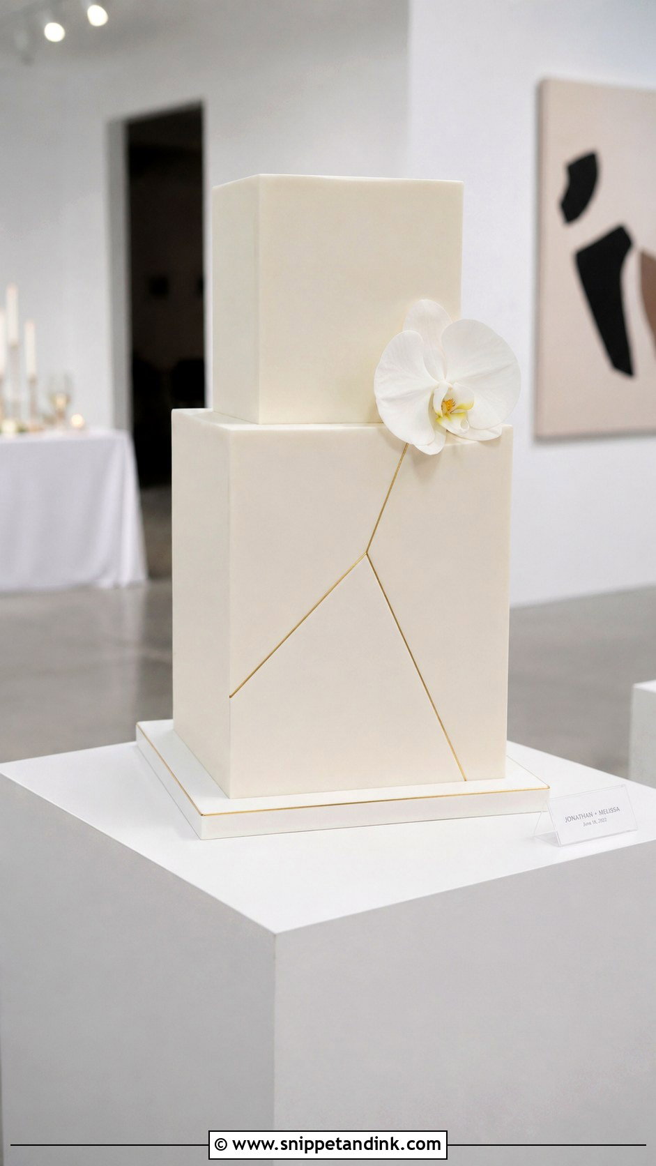 2 Tier Geometric Wedding Cake - Snippet and Ink - 30 2 Tier Minimalist Wedding Cake Ideas