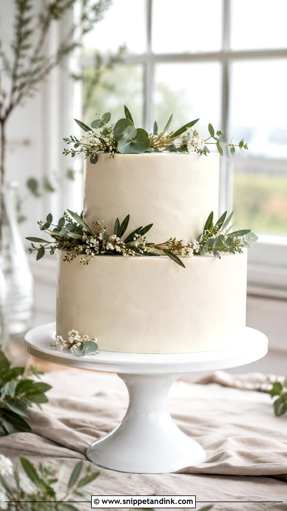 2 Tier Greenery Wedding Cake - Snippet and Ink - 30 2 Tier Minimalist Wedding Cake Ideas
