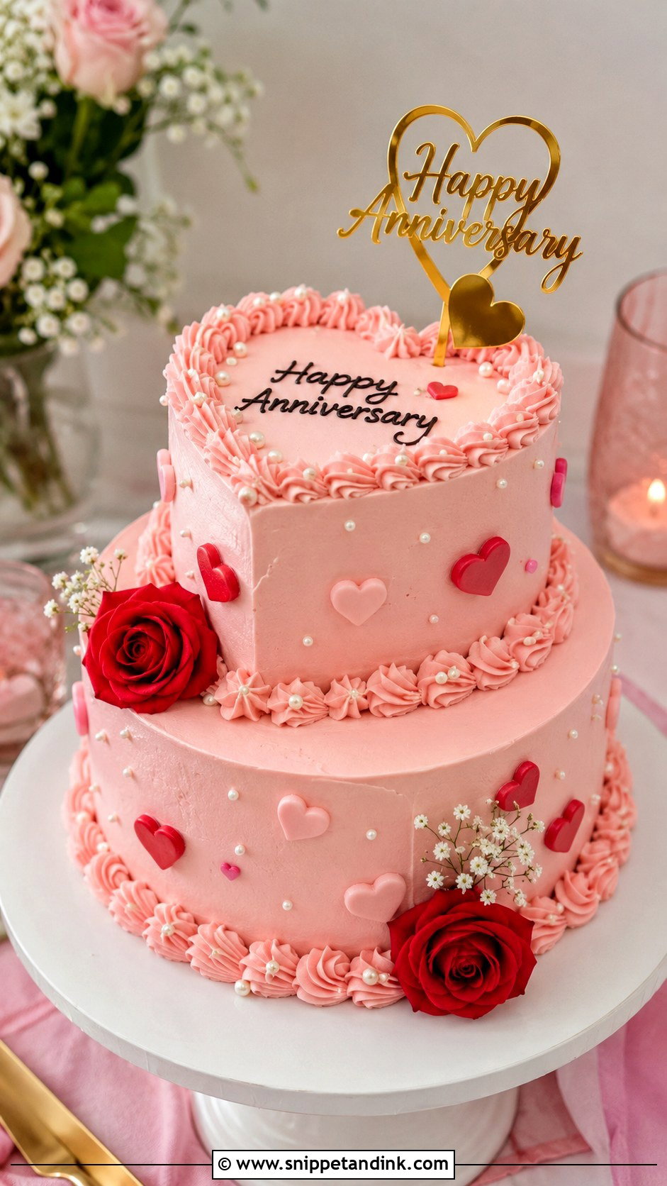 2 Tier Heart Anniversary Cake - Snippet and Ink - 20 2 Tier Anniversary Cake Designs