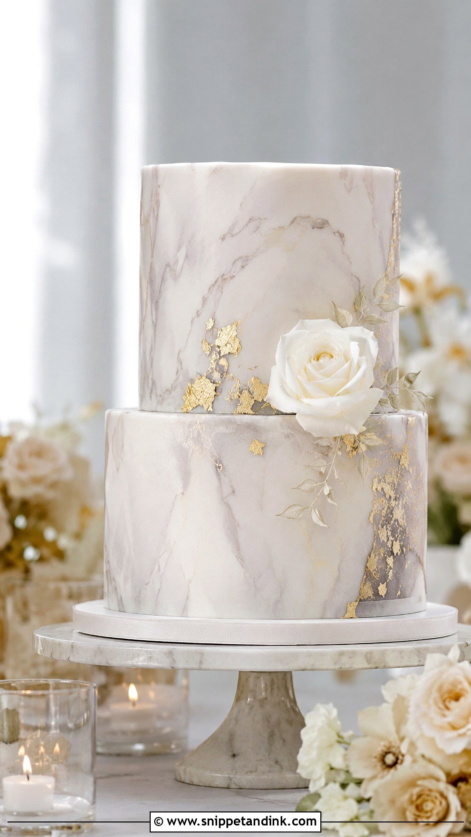 2 Tier Marble Wedding Cake - Snippet and Ink - 30 2 Tier Minimalist Wedding Cake Ideas