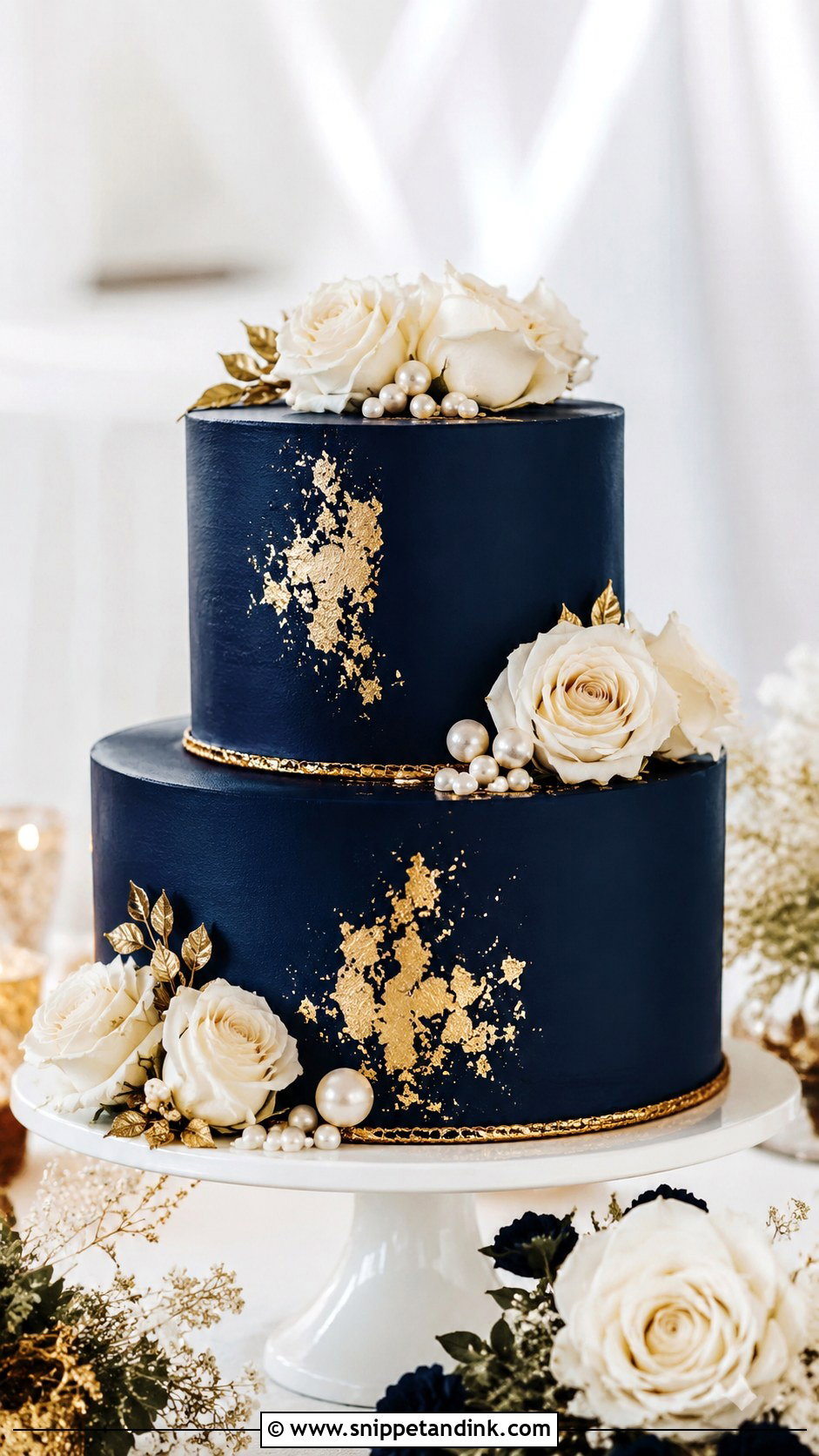 2 Tier Navy Blue And Gold Wedding Cake - Snippet and Ink - 20 2 Tier Navy Blue and Gold Wedding Cake Ideas