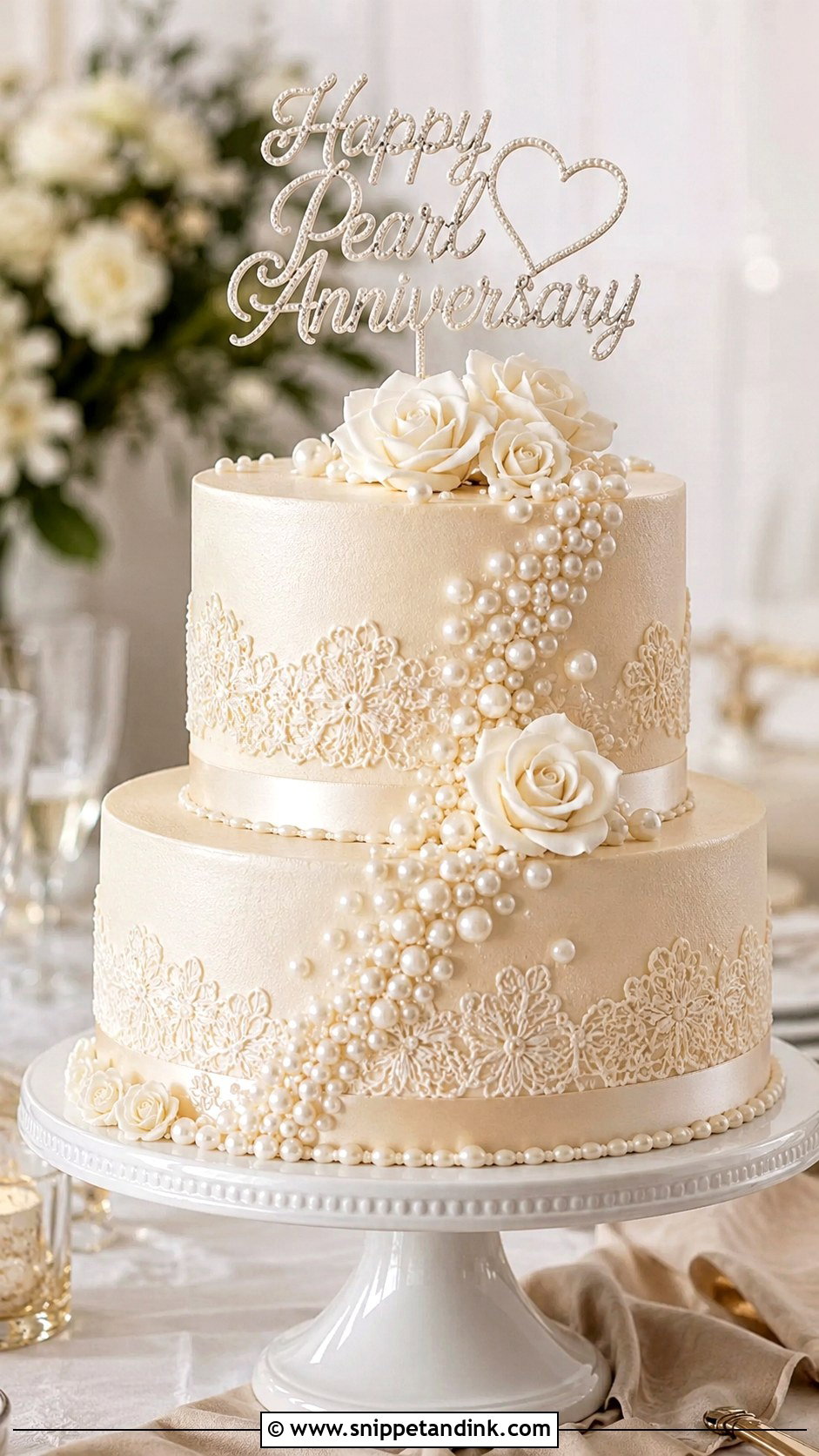 2 Tier Pearl Anniversary Cake - Snippet and Ink - 20 2 Tier Anniversary Cake Designs